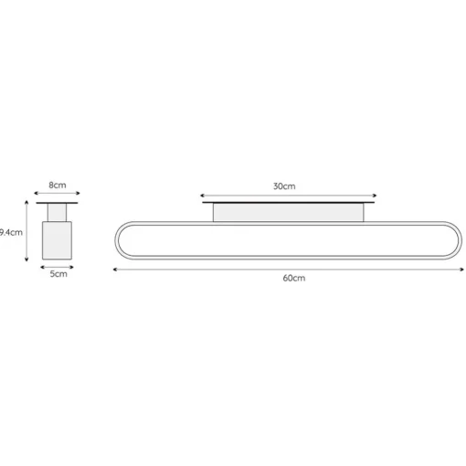 Straluma Moderne LED badkamer wandlamp zwart 60 cm> Wandlampen|LED Badkamerlampen