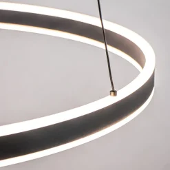 Straluma Moderne LED hanglamp zwarte ring 80 cm></noscript> Hanglampen|Eettafellampen