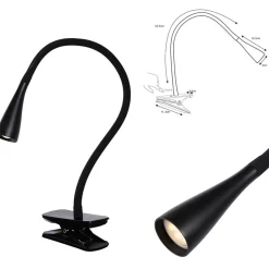Straluma Moderne LED klemlamp zwart inclusief dimbaar LED></noscript> Woonkamerlampen|Tienerkamerlampen