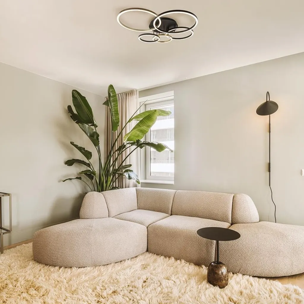 Straluma Moderne LED plafondlamp ringen zwart/goud dimbaar> Plafondlampen|LED Plafondlampen