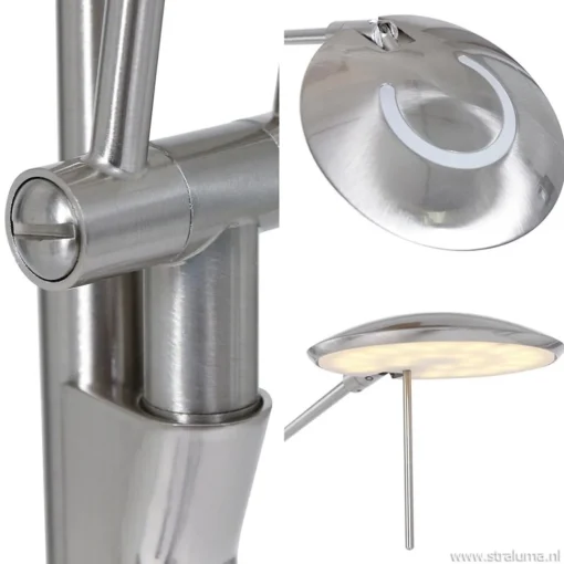 Straluma Moderne LED uplighter met leeslamp geborsteld staal> Vloerlampen|Leeslampen