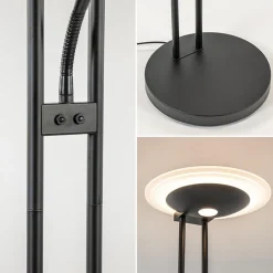 Straluma Moderne LED vloerlamp met uplighter en leeslamp mat zwart></noscript> Vloerlampen|Leeslampen