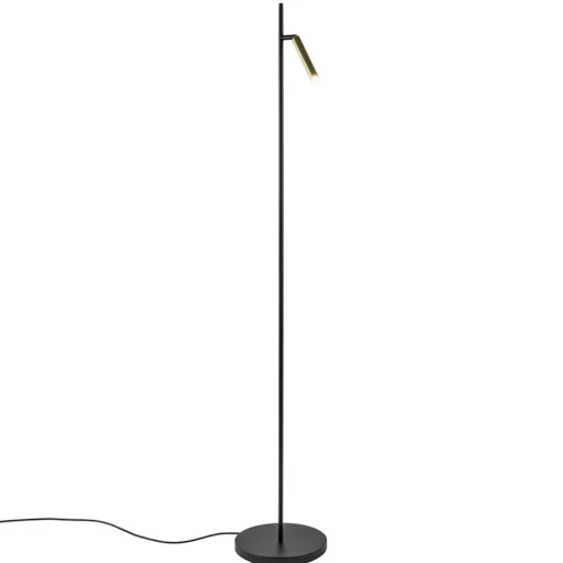 Straluma Moderne LED vloerlamp zwart met gouden spot> Vloerlampen|Leeslampen