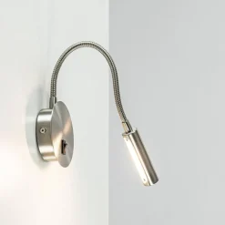 Straluma Moderne LED wandlamp nikkel met flexibele arm></noscript> Wandlampen|Bedlampjes