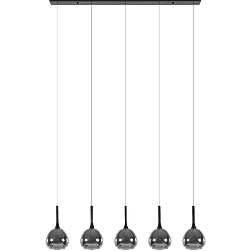 Straluma Moderne 5-lichts eettafelhanglamp zwart met dubbel glas> Eettafellampen|Pendel Lampen