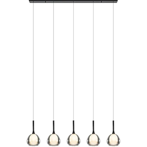 Straluma Moderne 5-lichts eettafelhanglamp zwart met dubbel glas> Eettafellampen|Pendel Lampen