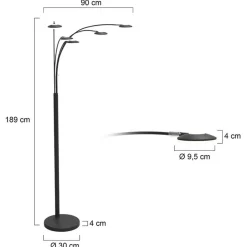 Straluma Moderne 5-lichts LED vloerlamp zwart></noscript> Vloerlampen|Woonkamerlampen
