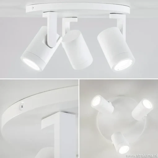 Straluma Moderne 3-lichts plafondspot wit metaal> Opbouwspots|Keukenverlichting