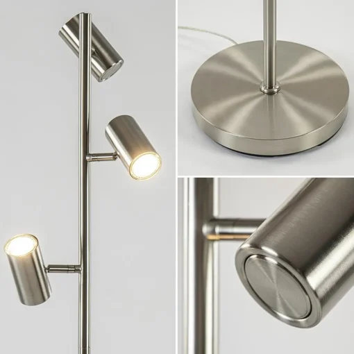 Straluma Moderne 3-lichts vloerlamp nikkel met 3-standen dimbaar LED> Vloerlampen|Leeslampen