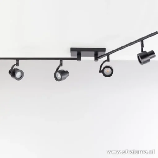 Straluma Moderne opbouwspot mat zwart 4-lichts> Plafondlampen|Opbouwspots