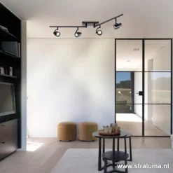 Straluma Moderne opbouwspot mat zwart 4-lichts></noscript> Plafondlampen|Opbouwspots