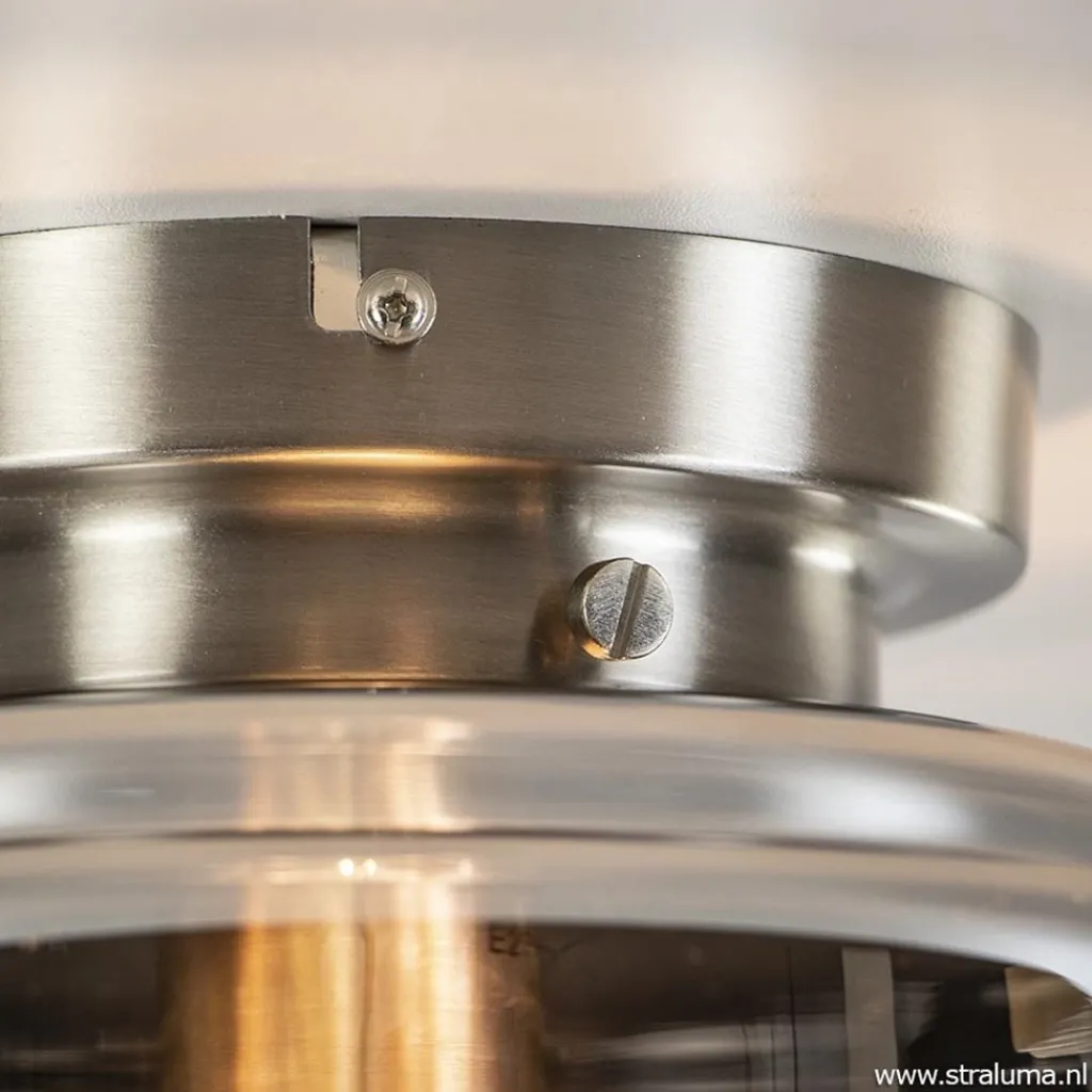 Straluma Moderne plafondlamp nikkel met smokey glas> Keukenverlichting|Halverlichting