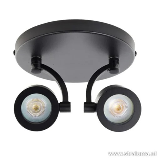 Straluma Moderne plafondspot mat zwart 2-lichts> Plafondlampen|Opbouwspots