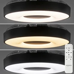 Straluma Moderne plafondventilator zwart met dimbaar LED></noscript> Plafondlampen|Plafondventilatoren met lamp