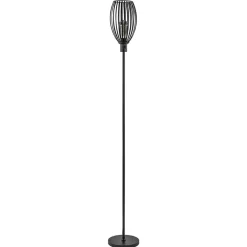 Straluma Moderne staande lamp met draad kap mat zwart> Draadlampen|Woonkamerlampen