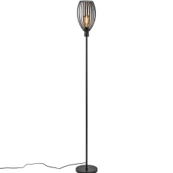 Straluma Moderne staande lamp met draad kap mat zwart> Draadlampen|Woonkamerlampen