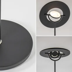 Straluma Moderne uplighter mat zwart met verstelbare leesarm></noscript> Vloerlampen|Leeslampen