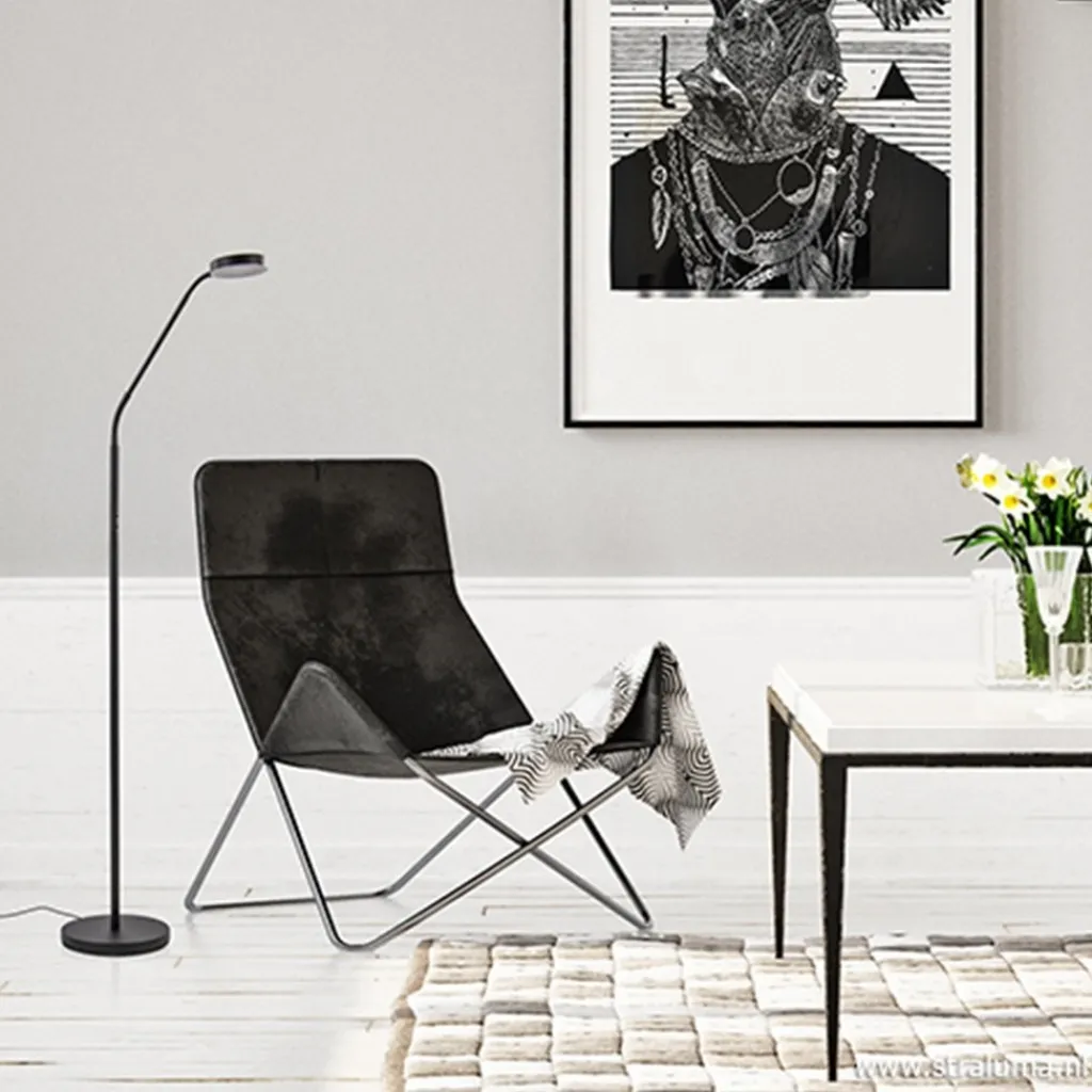 Straluma Moderne vloerlamp zwart met dimbaar LED> Vloerlampen|Leeslampen