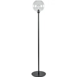 Straluma Moderne vloerlamp zwart met helder glazen kap> Vloerlampen|Landelijke Verlichting