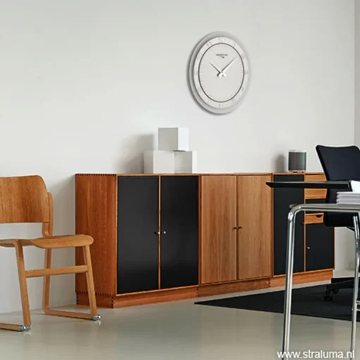 Straluma Moderne wandklok rond RVS keuken/kantoor> Moderne Verlichting