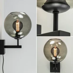 Straluma Moderne wandlamp met smoke glazen bol incl. snoer></noscript> Halverlichting|Wandlampen