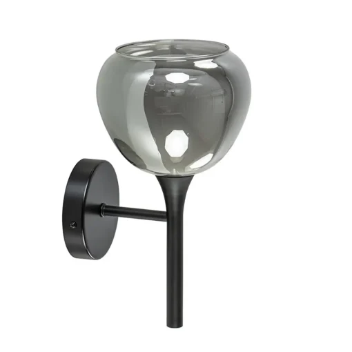Straluma Moderne wandlamp zwart met smoke glas> Halverlichting|Wandlampen