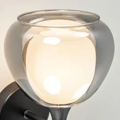 Straluma Moderne wandlamp zwart met smoke glas></noscript> Halverlichting|Wandlampen