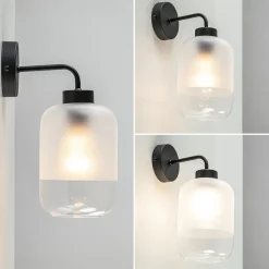 Straluma Moderne wandlamp zwart met helder/mat glas></noscript> Wandlampen|Scandinavische Verlichting