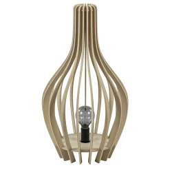 Straluma Naturel houten tafel/vloerlamp kegel met zwart> Tafellampen|Vloerlampen