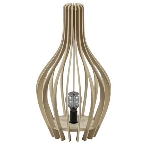 Straluma Naturel houten tafel/vloerlamp kegel met zwart> Tafellampen|Vloerlampen
