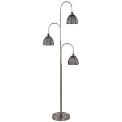 Straluma Nikkel vloerlamp met zwarte draad kapjes> Draadlampen|Woonkamerlampen