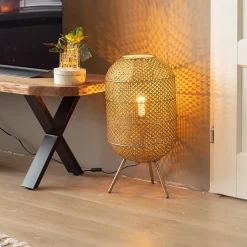 Straluma Oosterse vloer/tafellamp op pootjes goud></noscript> Tafellampen|Vloerlampen