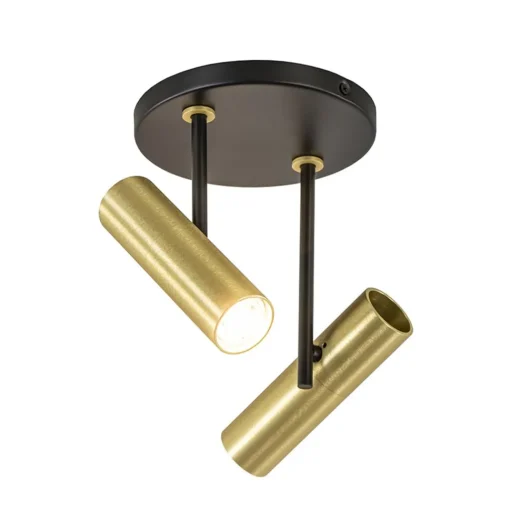 Straluma Opbouwspot 2-lichts rond zwart/brass verstelbaar> Plafondlampen|Opbouwspots