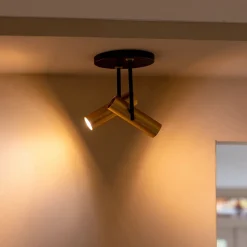 Straluma Opbouwspot 2-lichts rond zwart/brass verstelbaar></noscript> Plafondlampen|Opbouwspots
