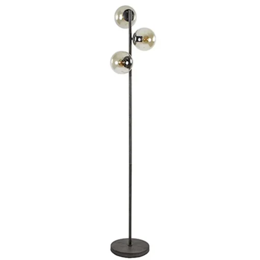 Straluma Oud zilveren vloerlamp met amber glas> Slaapkamerlampen|Halverlichting