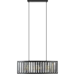 Straluma Ovale hanglamp mat zwart met facet geslepen glas> Eettafellampen|Keukenverlichting