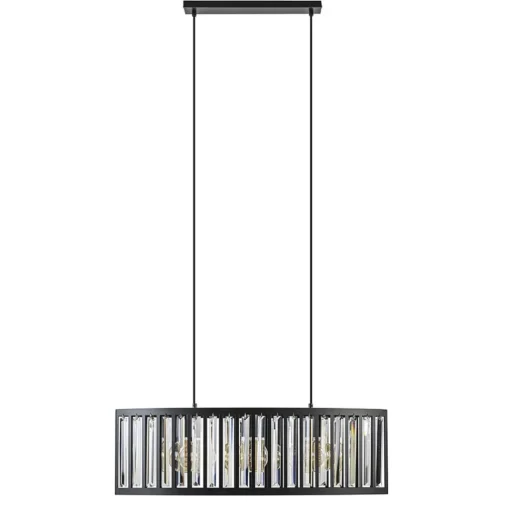 Straluma Ovale hanglamp mat zwart met facet geslepen glas> Eettafellampen|Keukenverlichting