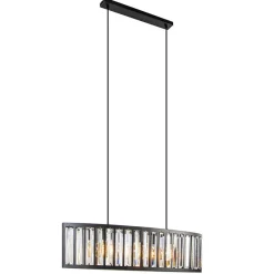 Straluma Ovale hanglamp mat zwart met facet geslepen glas> Eettafellampen|Keukenverlichting