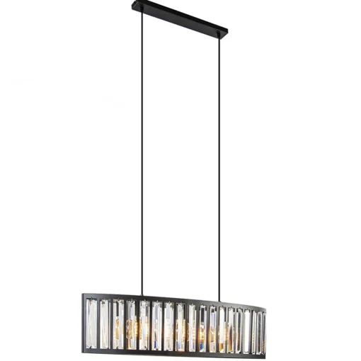 Straluma Ovale hanglamp mat zwart met facet geslepen glas> Eettafellampen|Keukenverlichting