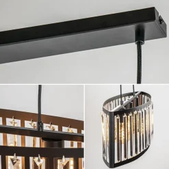 Straluma Ovale hanglamp mat zwart met facet geslepen glas></noscript> Eettafellampen|Keukenverlichting