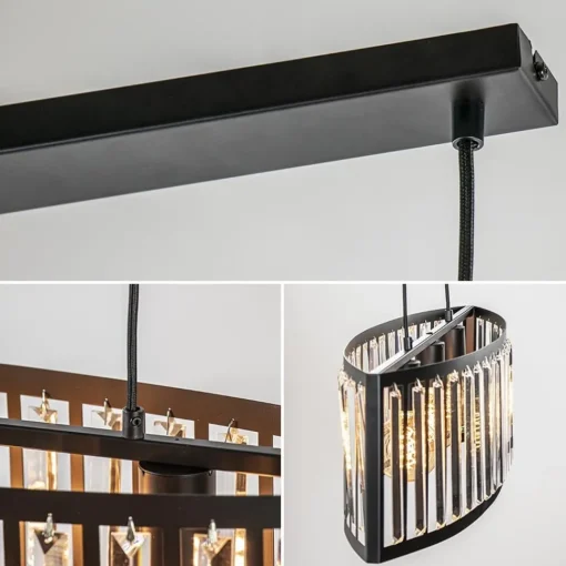 Straluma Ovale hanglamp mat zwart met facet geslepen glas> Eettafellampen|Keukenverlichting