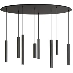 Straluma Ovale 8-lichts hanglamp tubes zwart metaal> Eettafellampen|Keukenverlichting