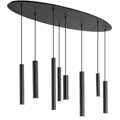 Straluma Ovale 8-lichts hanglamp tubes zwart metaal> Eettafellampen|Keukenverlichting