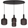 Straluma Ovale 4-lichts hanglamp zwart met mat zwart glas> Eettafellampen|Pendel Lampen