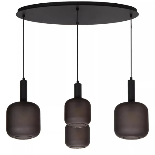 Straluma Ovale 4-lichts hanglamp zwart met mat zwart glas> Eettafellampen|Pendel Lampen