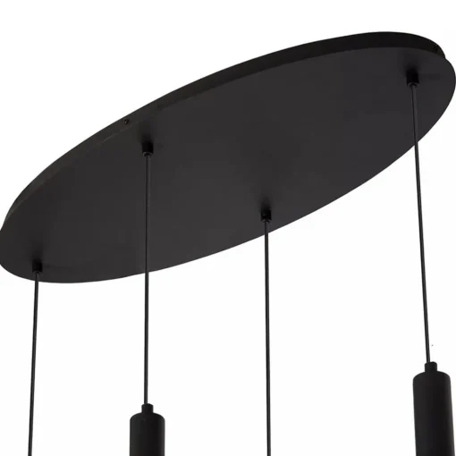 Straluma Ovale 4-lichts hanglamp zwart met mat zwart glas> Eettafellampen|Pendel Lampen