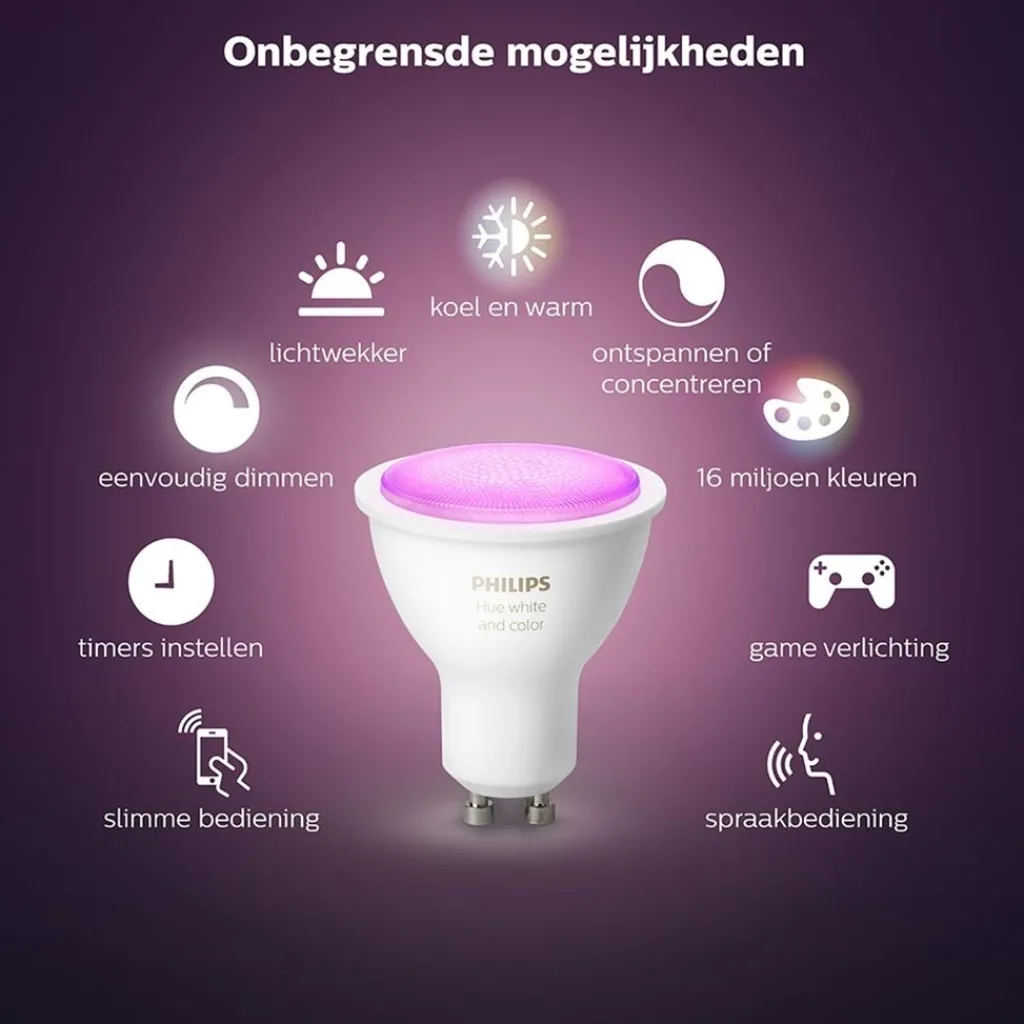 Straluma Philips Hue kit 3xgu10 color+ bridge> Smart lampen|Philips Hue