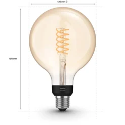 Straluma Philips Hue 7w e27 globe gold 125mm 2100k> Smart lampen|Philips Hue