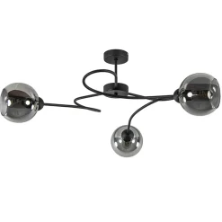 Straluma Plafondlamp Blom 3L zwart/smoke glas> Plafondlampen|Klassieke Verlichting