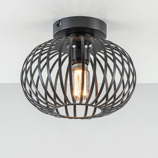 Straluma Plafondlamp donut klein draad zwart 25cm> Draadlampen|Woonkamerlampen